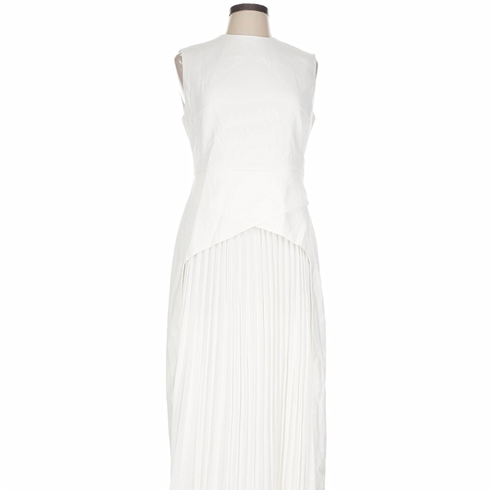 Commense Elegant White Sleeveless Peplum Pleated Maxi Dress - Picture 2 of 3